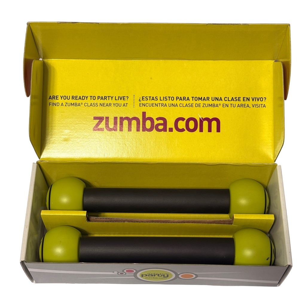 Zumba Fitness Toning Sticks Set Pair Blackβ Lime Green 1lb Weighted Hand Weights